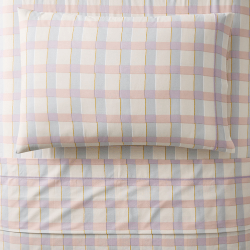 Kids Watercolor Gingham Sheet Set