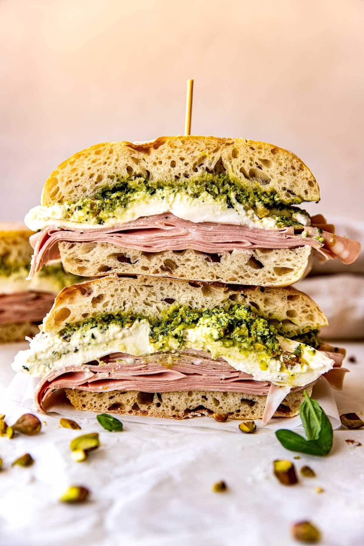 Mortadella, Burrata, and Pistachio Sandwich Recipe