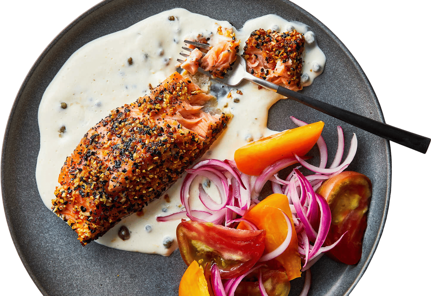 Everything Salmon With Creamy Caper Sauce