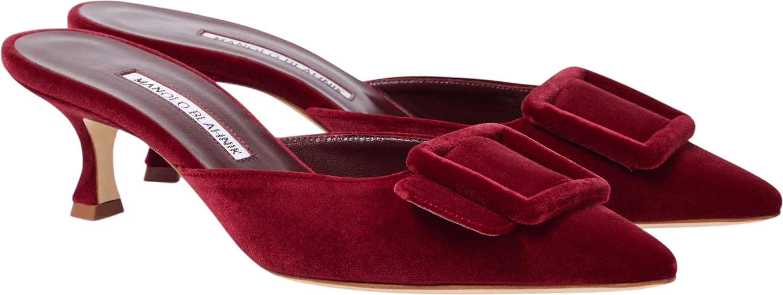 Manolo Blahnik Maysale 50 Velvet Mules