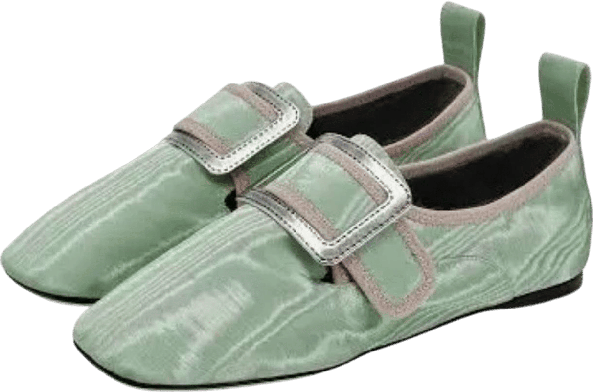 Loewe Green Textured Buckle Shoes