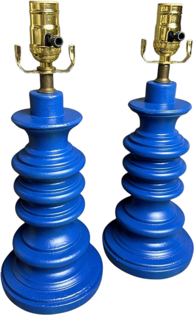 Vintage 1960s Mid-Century Modern Cobalt Blue Ceramic Lamps