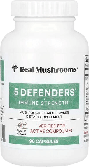 Real Mushrooms, 5 Defenders®, Mushroom Extract Powder, 90 Capsules