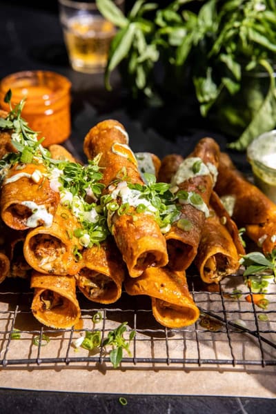 Crispy Jalapeño Cream Cheese Buffalo Cauliflower Taquitos Recipe