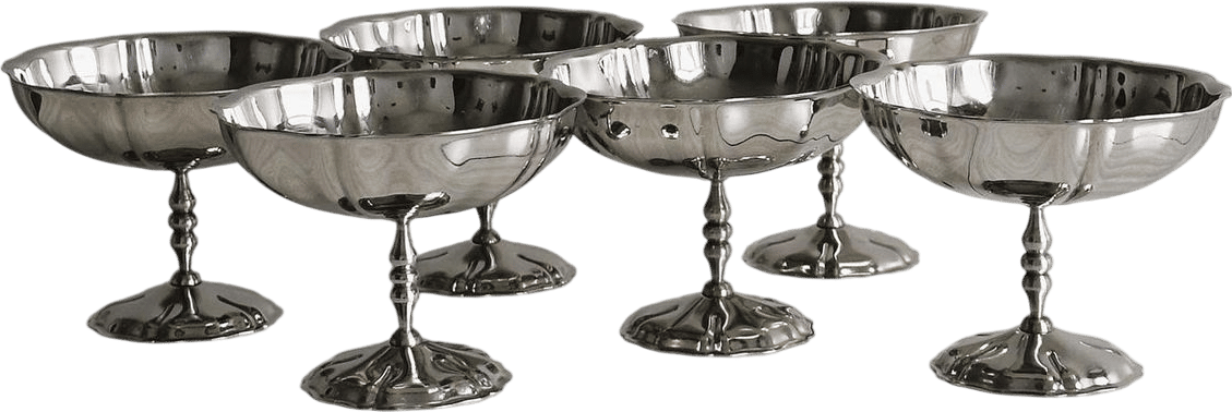 Set of Large Stainless Steel Footed Bowls (Letang Remy Style)