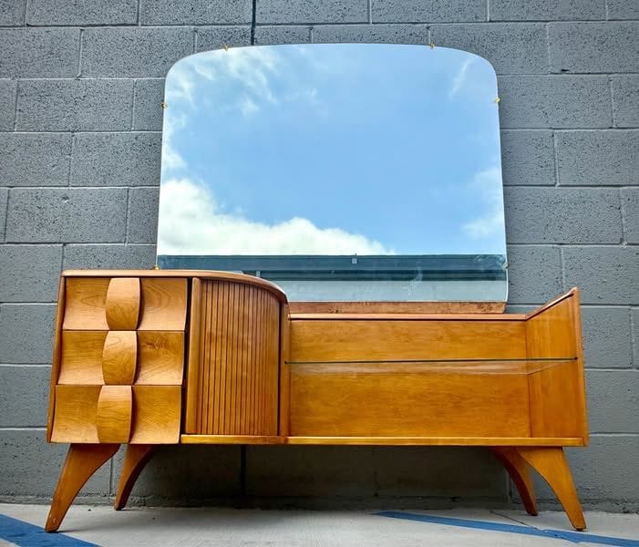 1950s Mid-Century Modern Vanity with Mirror