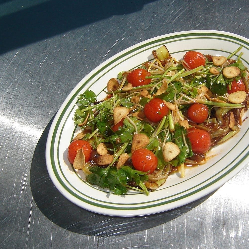 Spicy Braised Leeks + Marinated Tomatoes Recipe