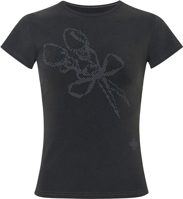 PAINORPLEASURE FRAGILE GRAPHIC TEE charcoal