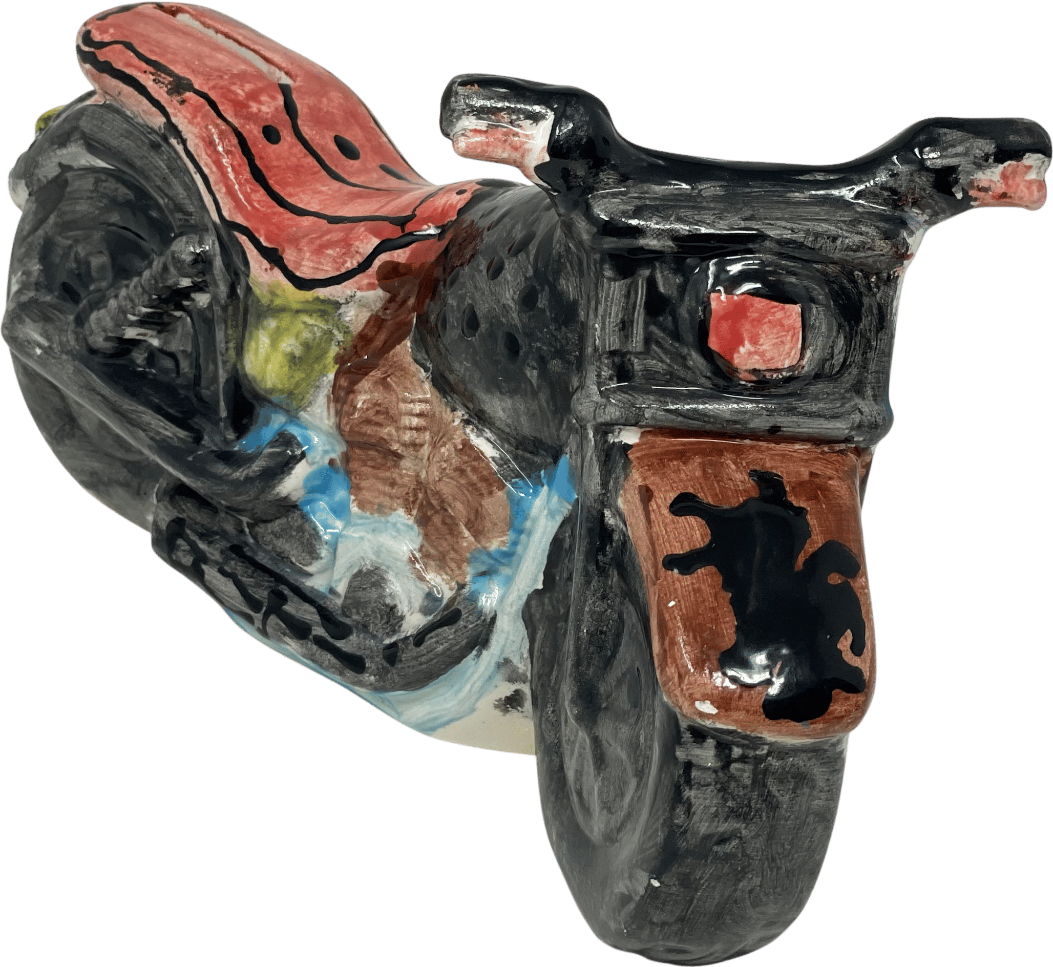 Vintage Folk Art Ceramic Motorcycle