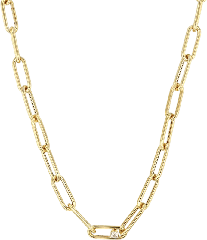 14k Single Nested Diamond Large Paperclip Chain Necklace