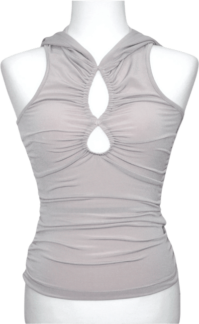 Beige Hole Sleeveless Hoodie