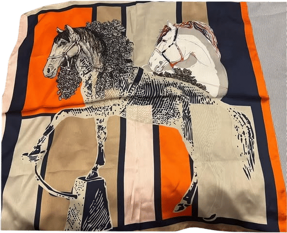 Vintage Silk Equestrian Print Scarf
