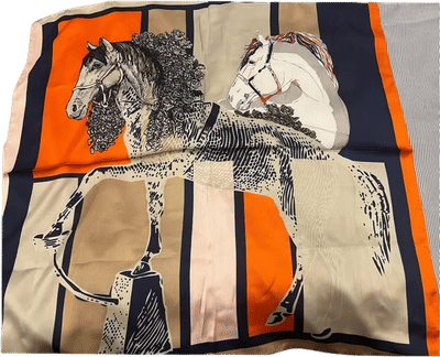 Vintage Silk Equestrian Print Scarf