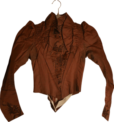 Antique Victorian Silk Bodice with Copper Floral Embroidery