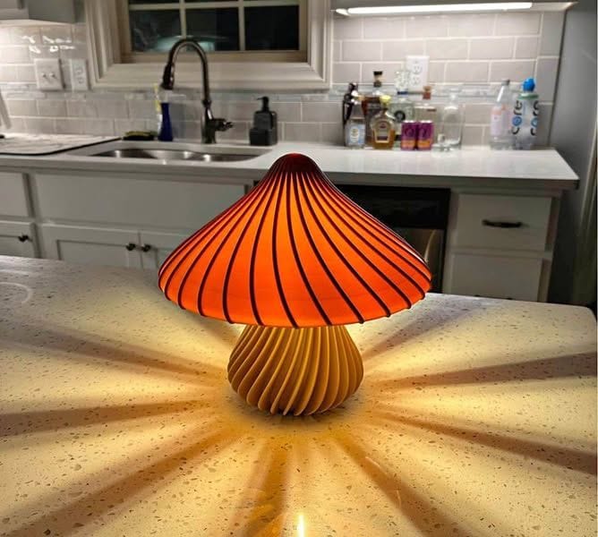 Orange/White Mushroom Table Lamp