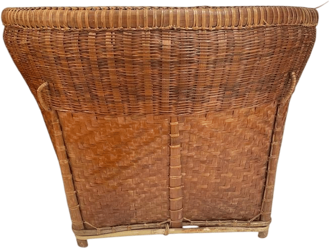 Vintage Hand Woven Bamboo Rattan Flared Basket