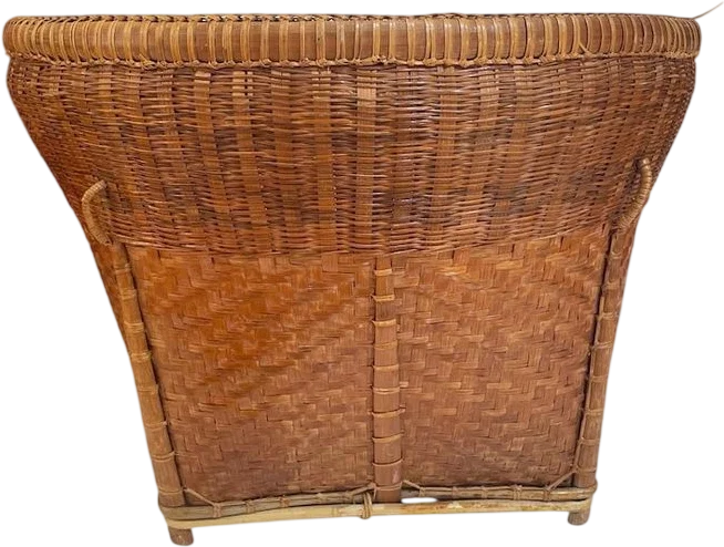 Vintage Hand Woven Bamboo Rattan Flared Basket