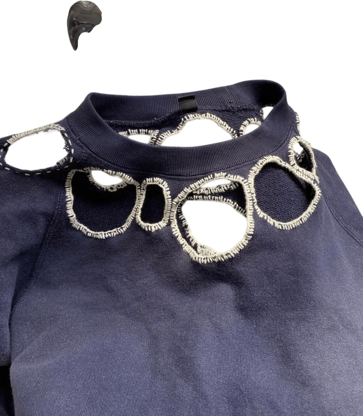 Collar of serged holes!