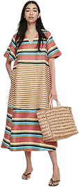 Linen Trapeze Midi Dress