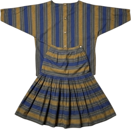 Anne Marie Beretta Paris Two-Piece Set Striped Maxi Skirt & Button