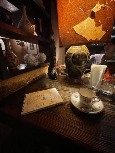 Sketching kissaten interiors