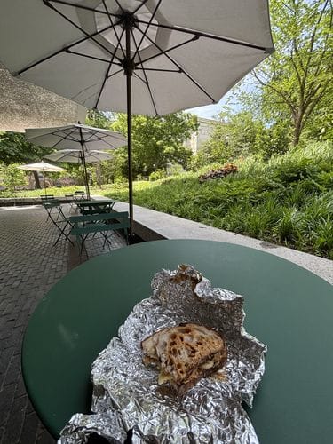 Packing a sandwich for a walk