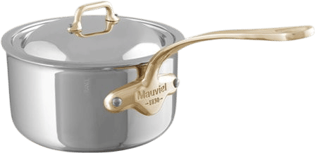 Mauviel M'COOK B Sauce Pan With Lid, Brass Handles, 1.8-Qt