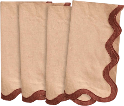 European Linen Scallop Edge Napkins (Set of 4)
