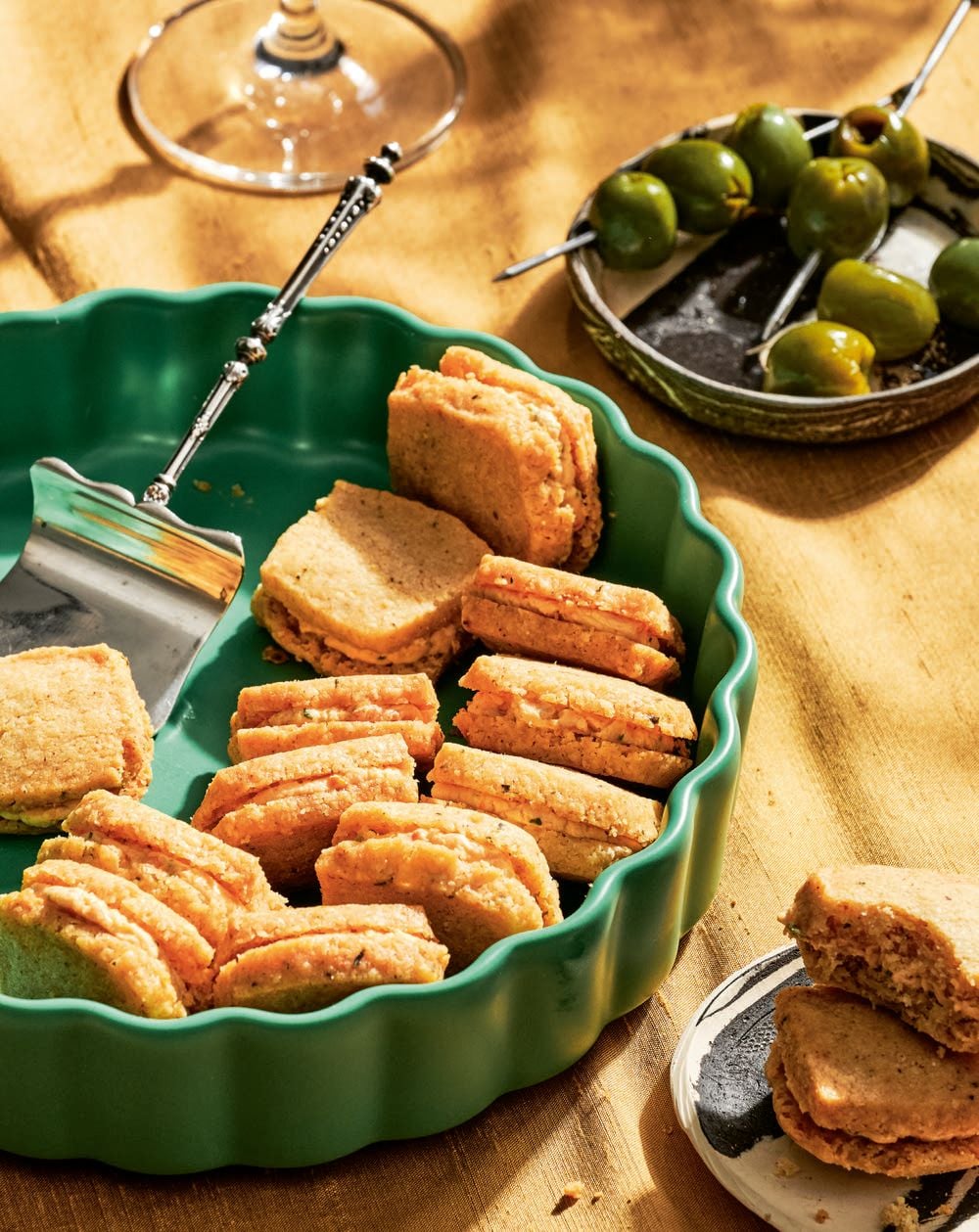Parmesan Shortbread Sandwich Cookies with Tomato Basil Cream Cheese Recipe