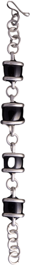 Sterling Silver Chain Bracelet with Black Beads | Khata Space
