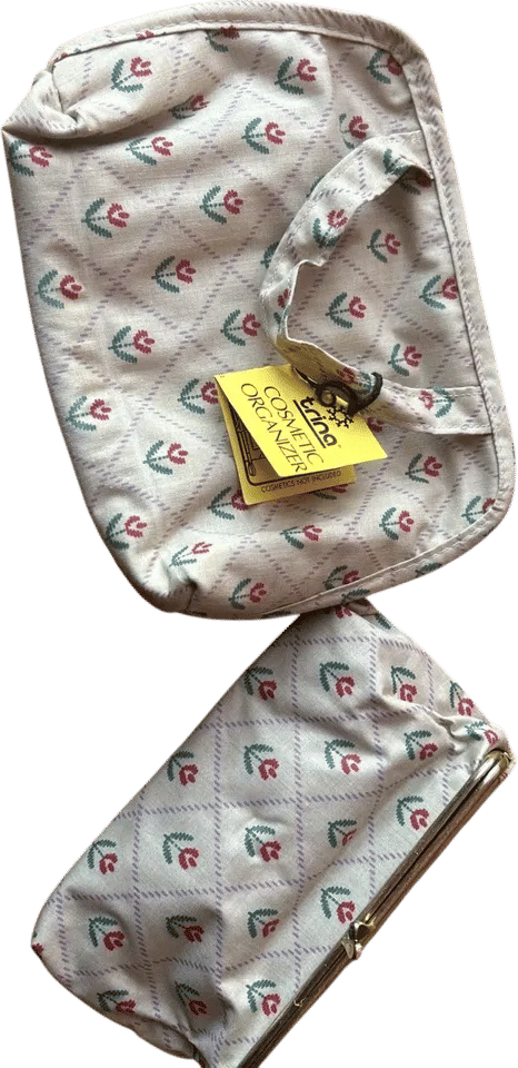 1970s Trina Retro Floral Print Cosmetic Bag, Set of 2