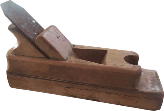 Greek from 70's Vintage Handmade Wooden Plow Tool Planer Plough Molding Plane Collectible Building Tool Made in Greece