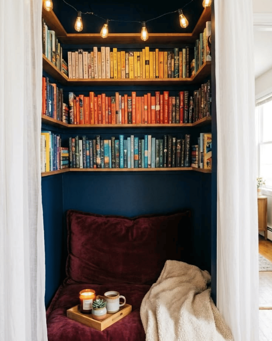 Turn a closet into a reading nook.