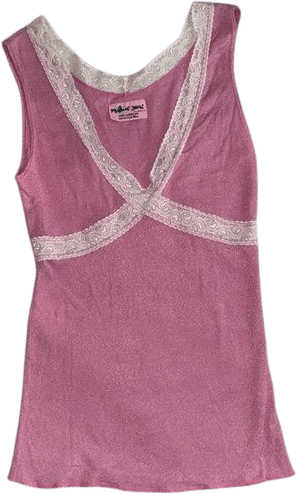 Michael Stars Vintage Y2K Pink Lace Trim Tank Top