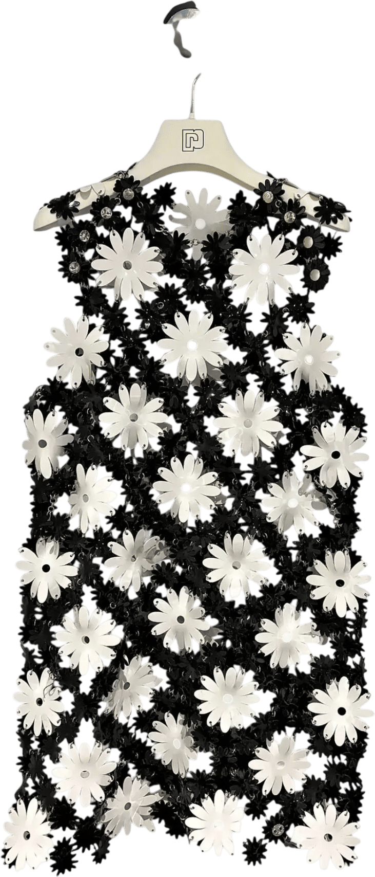 Black and White Daisy Vinyl Mini Dress
