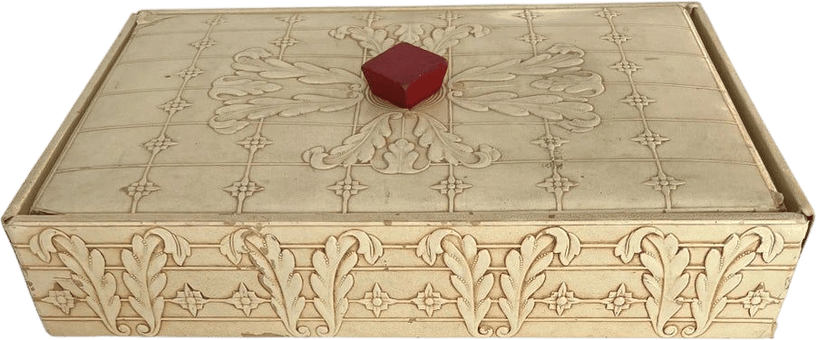 1950s Embossed Tooled Leather-Like Box With Lid
