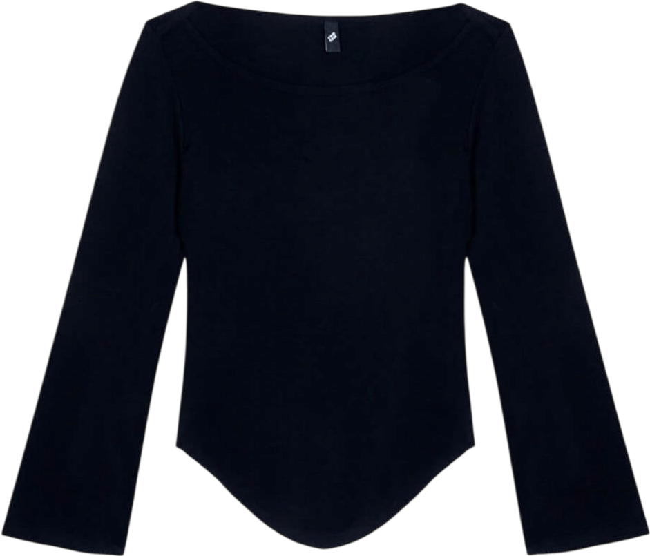The Rina Long Sleeve: Black Cotton Jersey