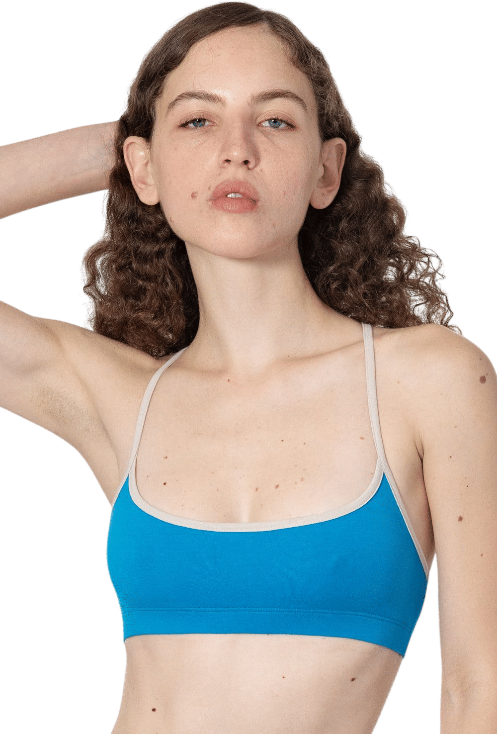 Los Angeles Apparel Cotton Spandex Contrast Racerback Sports Bra