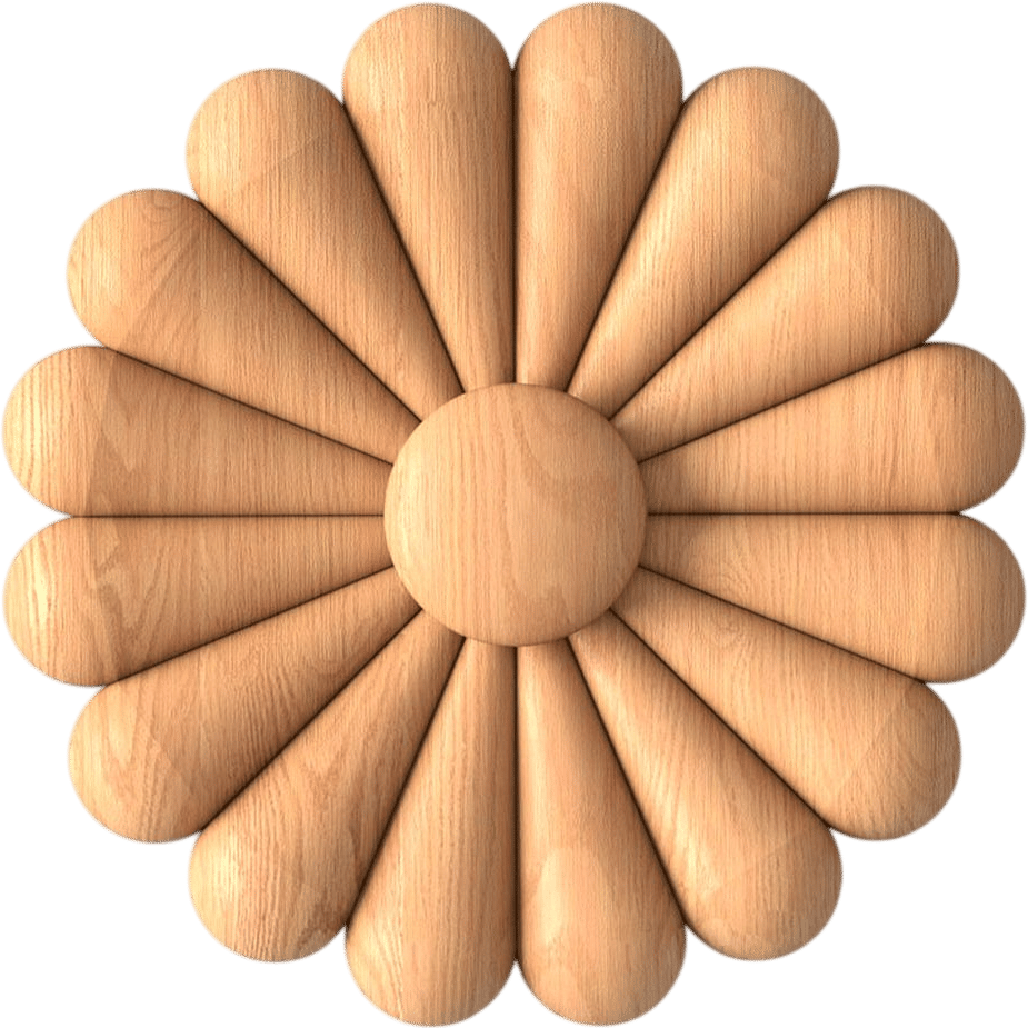 Carved wood rosette appliques floral Classic style for cabinets