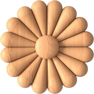 Classic Floral Carved Wood Rosette Applique