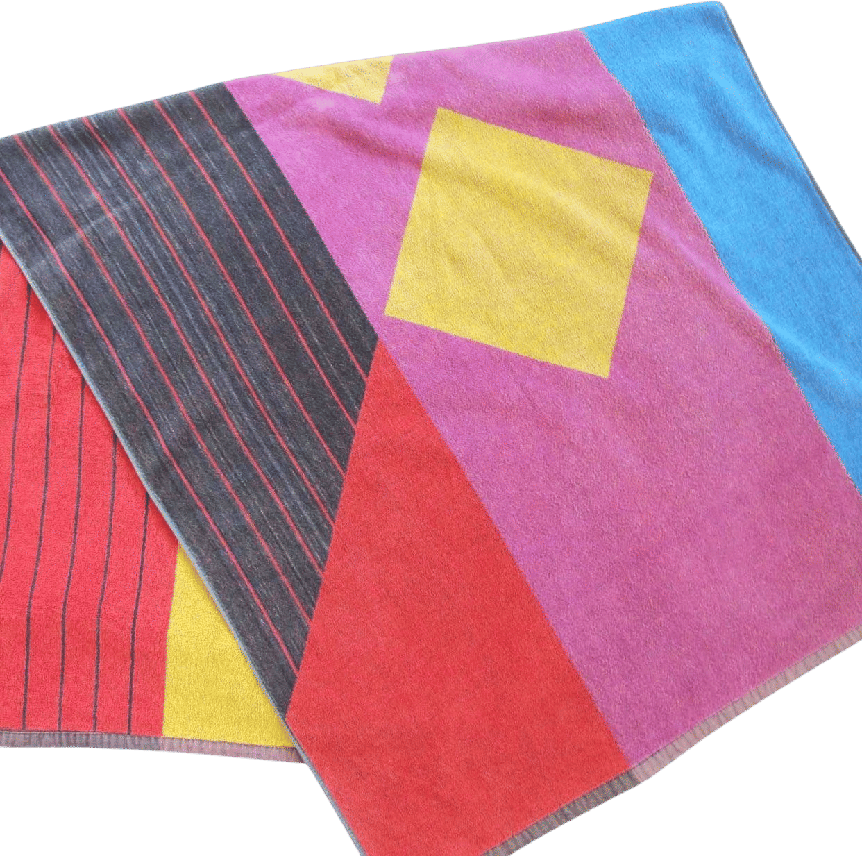 Vintage 80s Geometric Shapes Beach Towel - Large  | Milk Teeths - Long Beach, CA | ATTIC