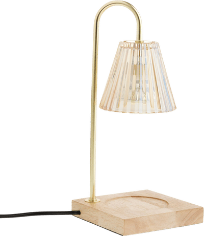 Ribbed Glass and Gold Metal Candle Warmer Lamp