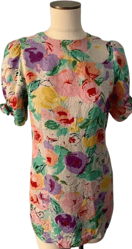 Vintage Silk Floral Mini Dress