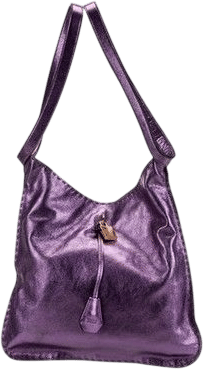 Purple Metallic Leather Shoulder Bag