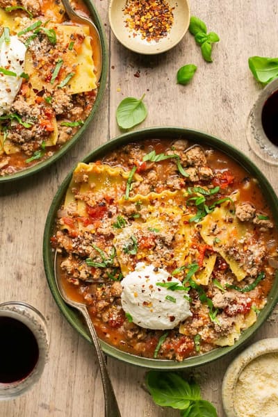Easy Turkey Lasagna Soup Recipe