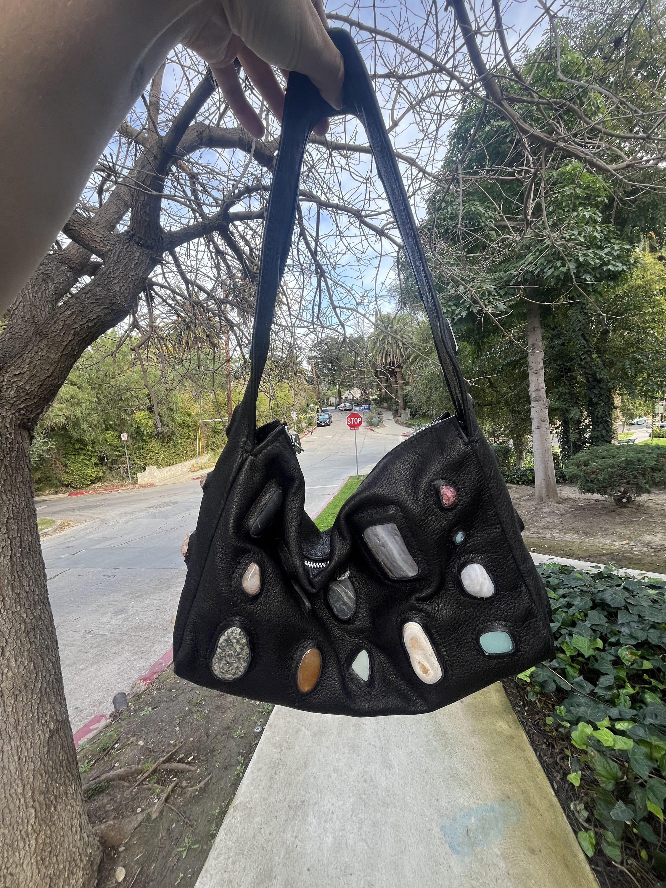 Custom Stone Leather Bag