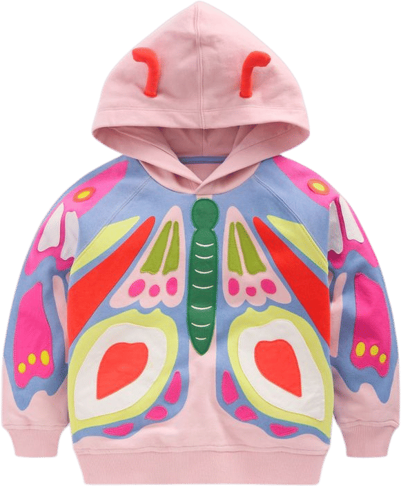 Novelty Relaxed Hoody-Pink Butterfly