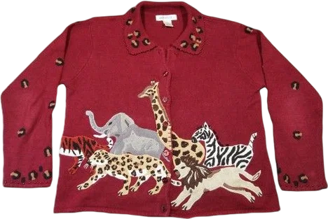 Vintage Arriviste Animal Motif Cardigan