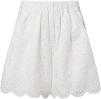 Faithfull Fondaco Broderie Anglaise Scalloped Shorts White
