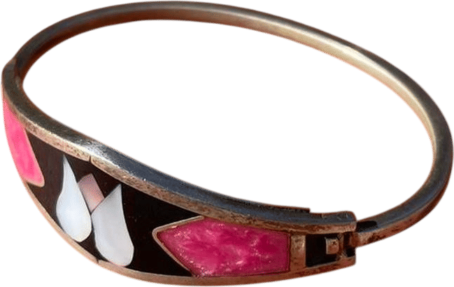 Vintage Abalone Enamel Cuff Bracelet